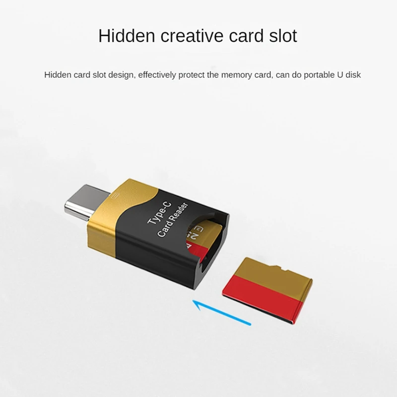 Mini Type-C Card Reader Mobile OTG Card Reader  Card Slot Plug And Play Flash Drive TF Card Reader