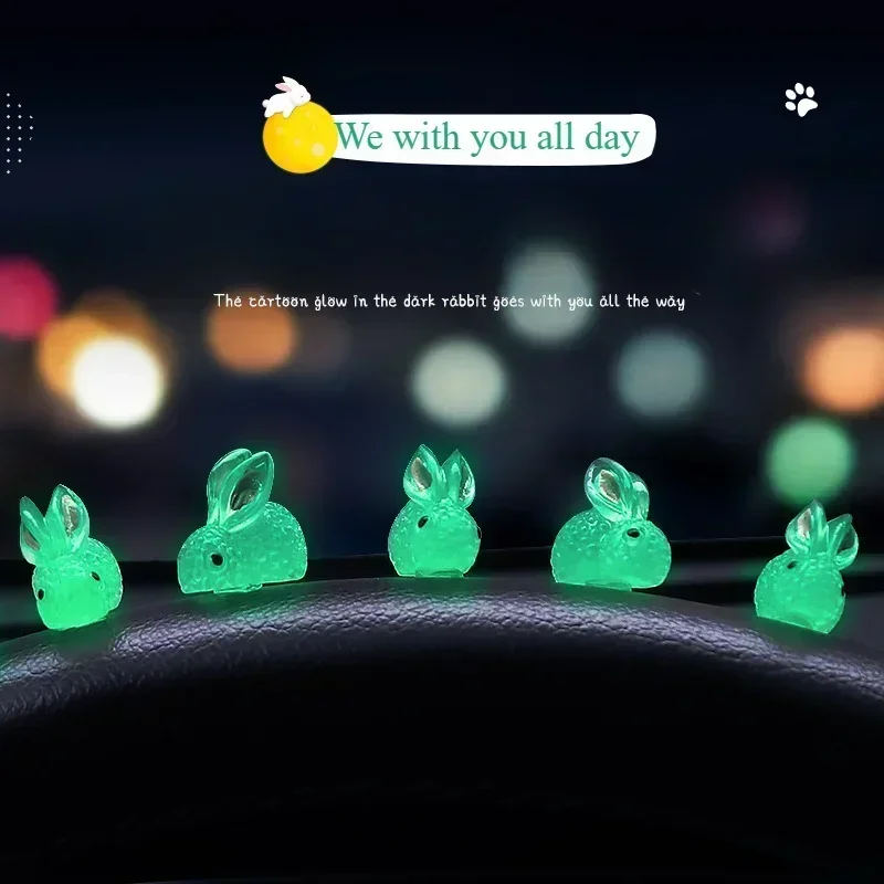 Car Luminous Ornament Bunny Auto Cute Wind Healing Creative Auto Interior Decoration Supplies Decroative Accessories Interior