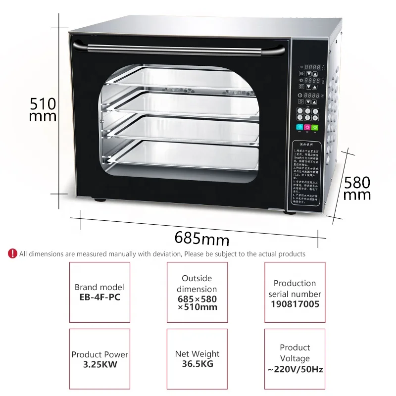 Countertop Digital Glass Convection Oven Bakery Food Equipment Convection Oven