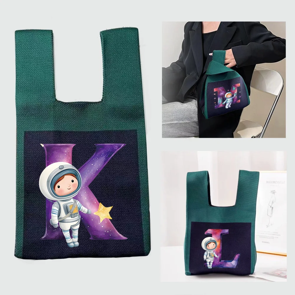 Handbag Astronaut Top-handle Bags Portable Knitted Yarn Storage Bag Crochet Bag Shopping Storage Bag Practical malist Tote