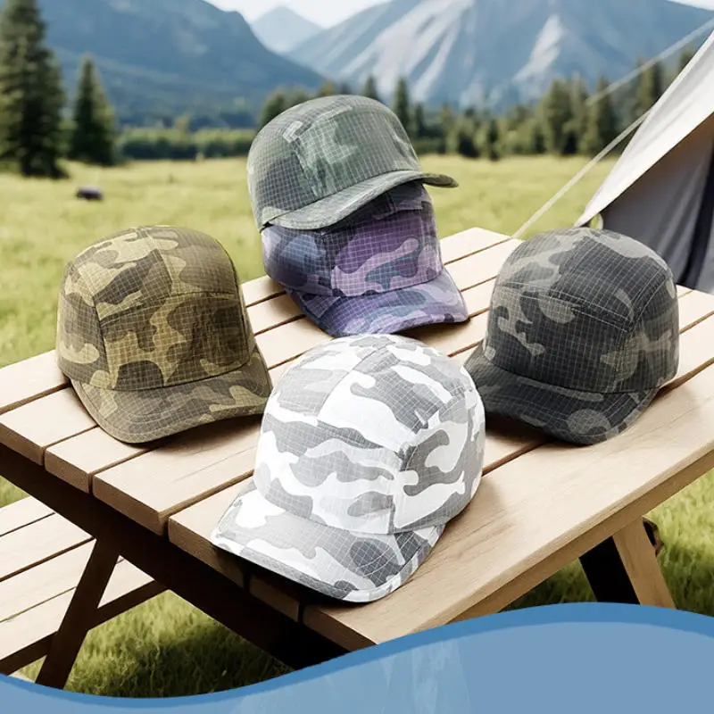 Sommerliche, leichte Baseballkappe mit Karomuster und Tarnmuster für Damen und Herren, ideal für Outdoor-Sportarten und als Sonnenschutz, Sport-Sonnenhut. – Detail 2