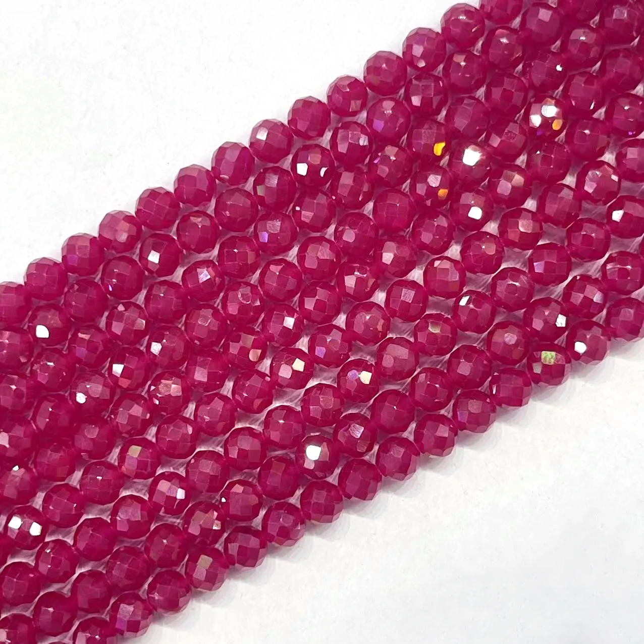 Natural Stone Red Corundum 2/3/4/5MM Round Faceted Loose Spacer Beads Genuine Gem For Women Jewelry Making DIY Stone Strand 15''