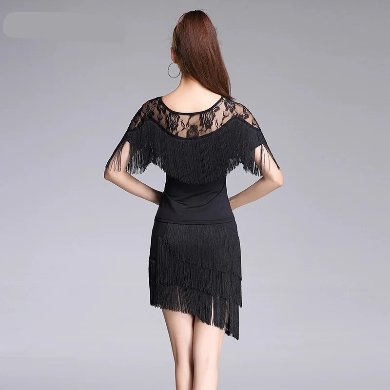 المرأة اللاتينية الرقص شرابات تي شيرت الدانتيل الأعلى سامبا تشاتشا السالسا قاعة الرقص التانغو مرحلة Dancewear سيدة Dancewear زي #2