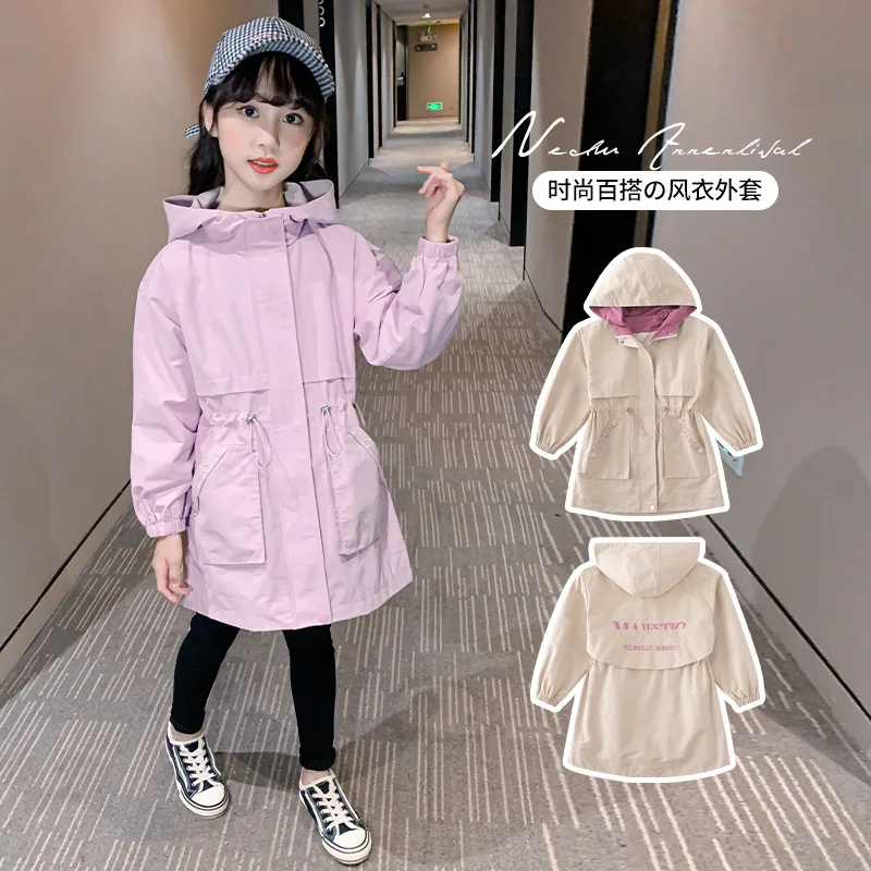 Girls Jackets Coat Windbreak Outwear Cotton 2023 Simple Spring Autumn Poncho Toddler Kids Windproof Children's Clothing