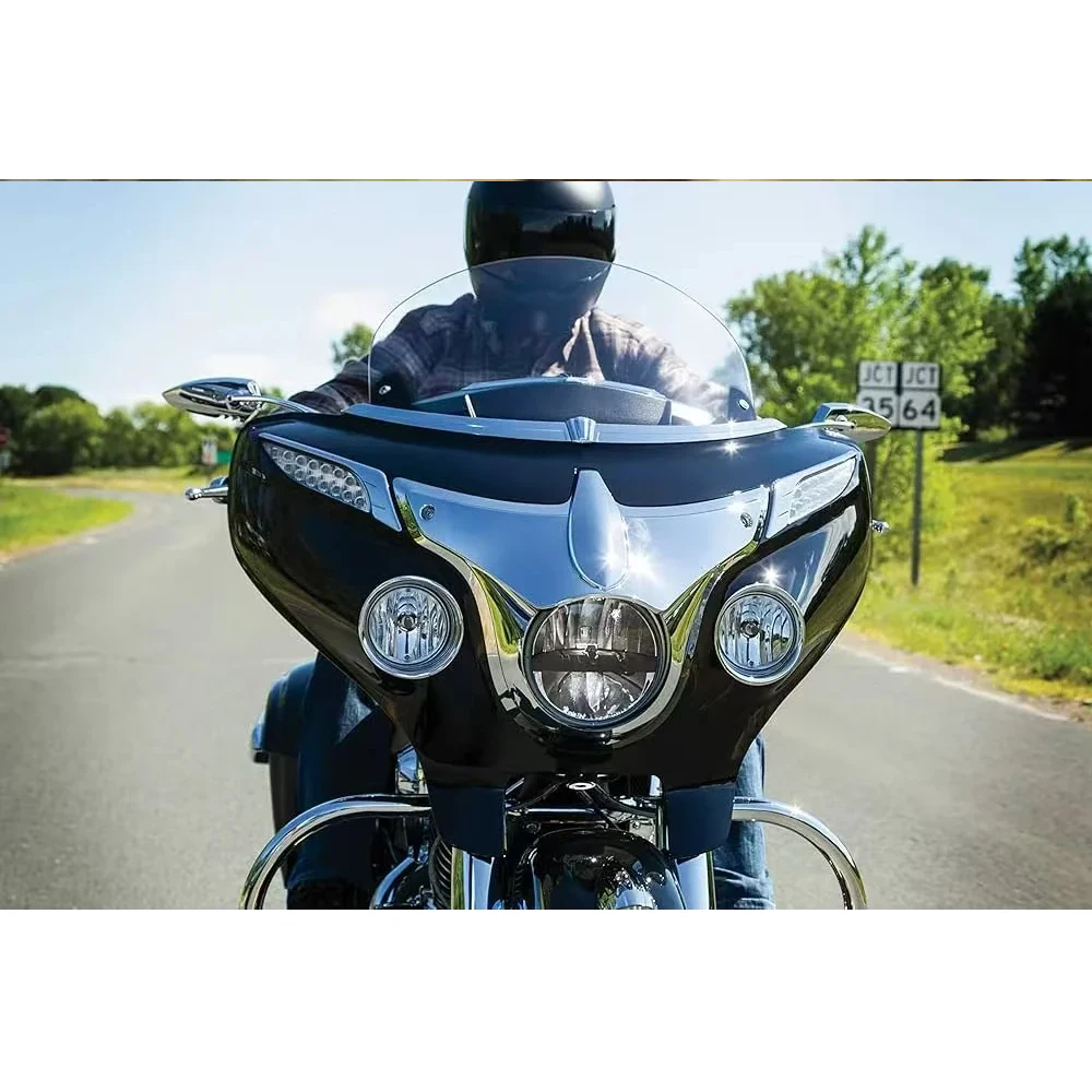 ไฟเลี้ยวหน้ารถมอเตอร์ไซค์ Indian Chieftain Roadmaster ปี 2014-2025 สีดำโครเมียม ทำจากพลาสติก