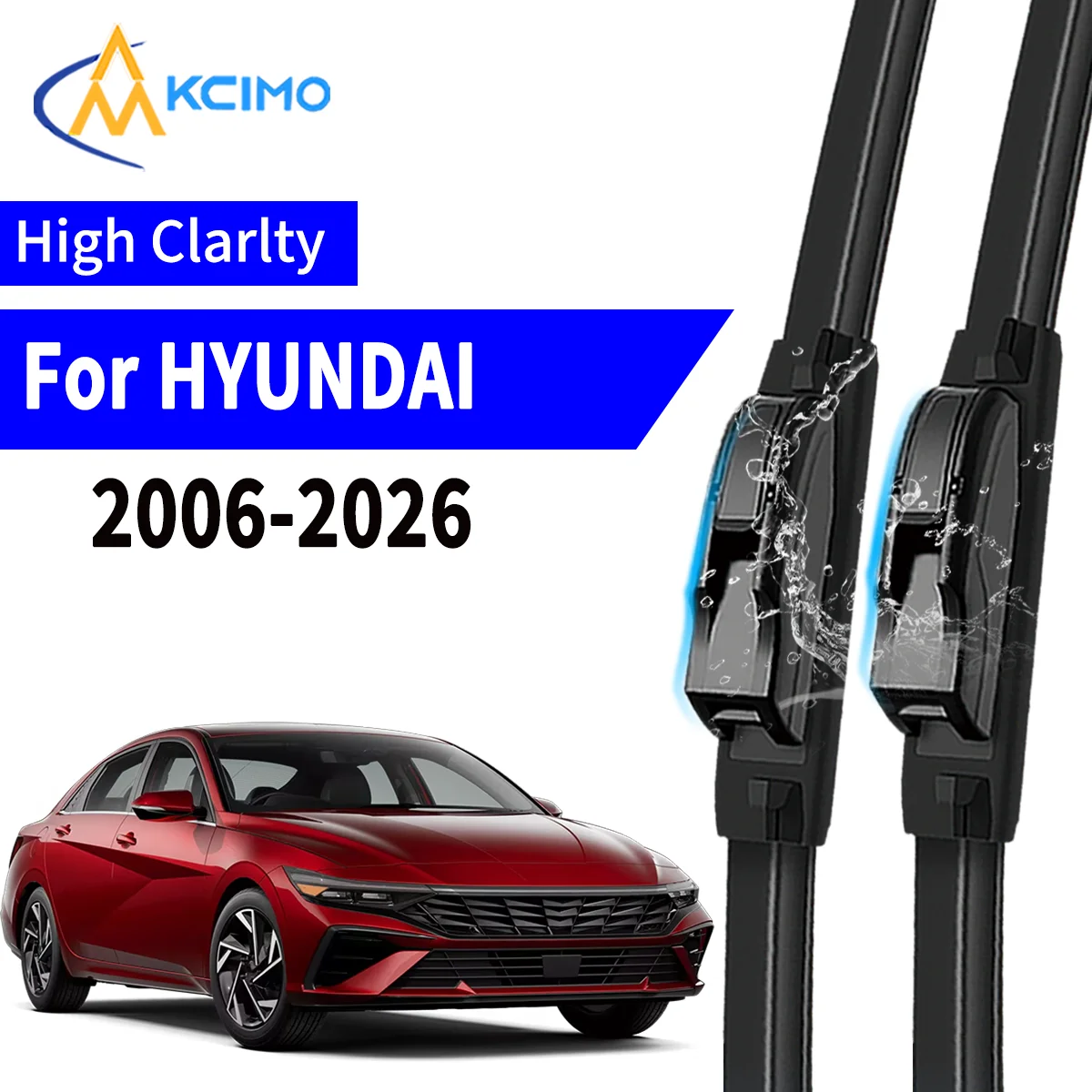 

Premium 2Pcs Windshield Wiper Blades for HYUNDAI Elantra iv saloon Easy Snap On Installation Streak Free Cleaning All Weather