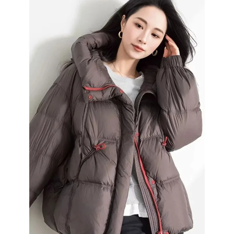 

Thickened puff pastry Down and cotton coat Woman 2025 Winter New Style Loose-fitting, warm and fashionable zipper hooded coat