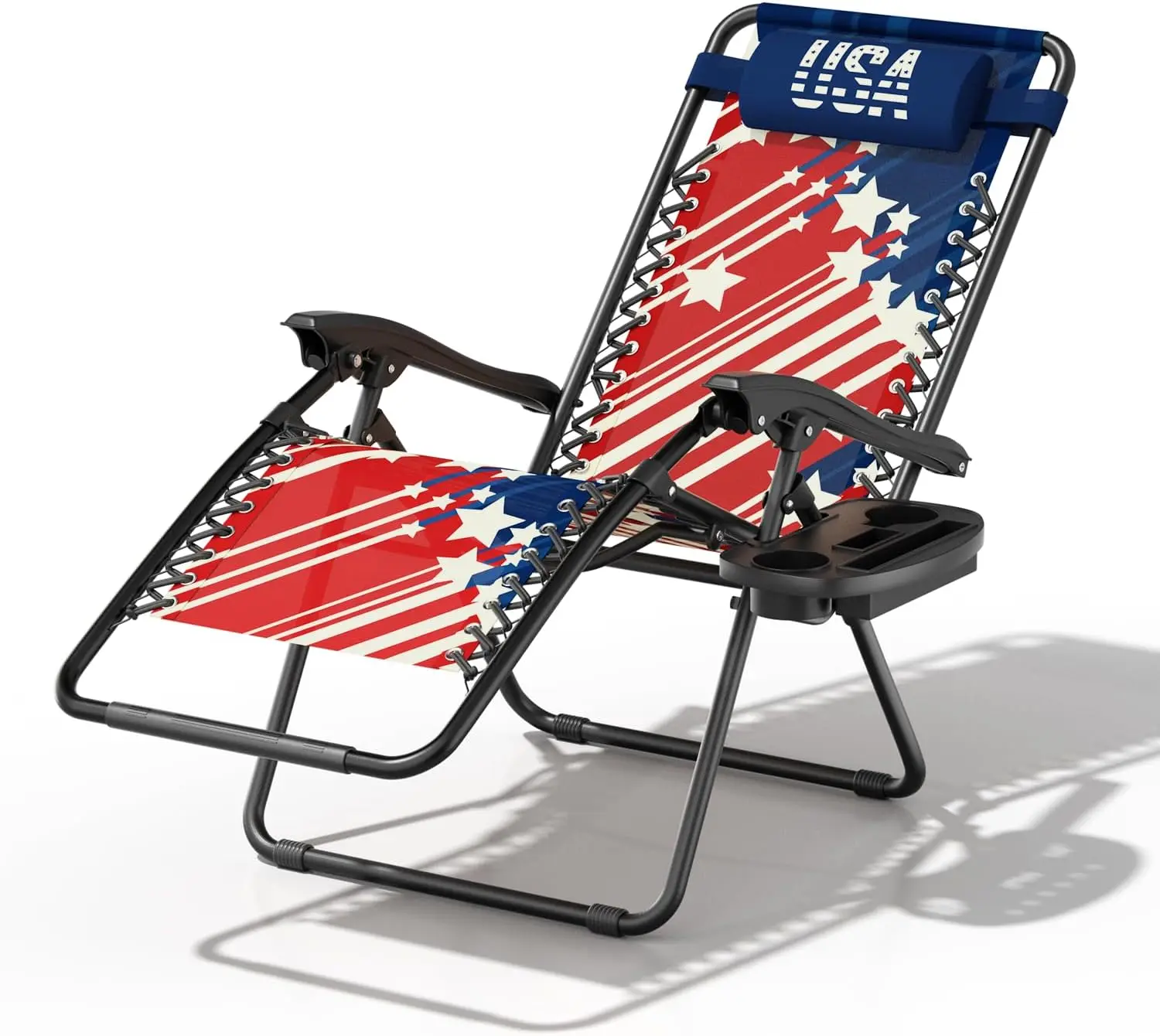 

Zero Gravity Chair, Folding Lounge Recliner with Adjustable Pillow & Cup Holder for Outdoor Beach Garden Patio Poolside
