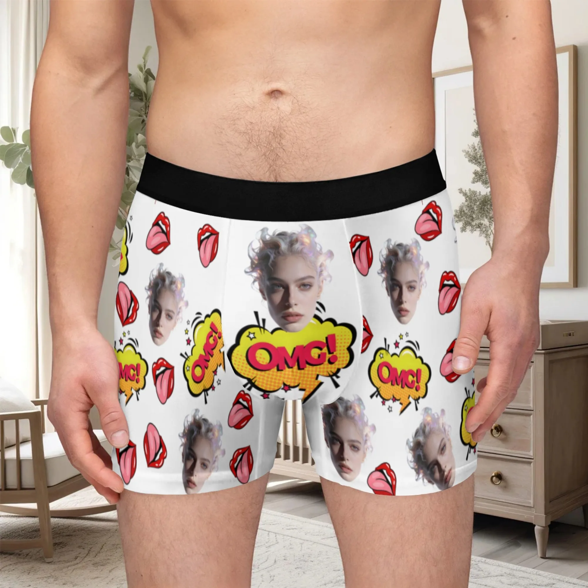 Personalized Face Photo Underwear Custom Heart Boxer Briefs Men Briefs Gift For Husband Anniversary Gift for Dad