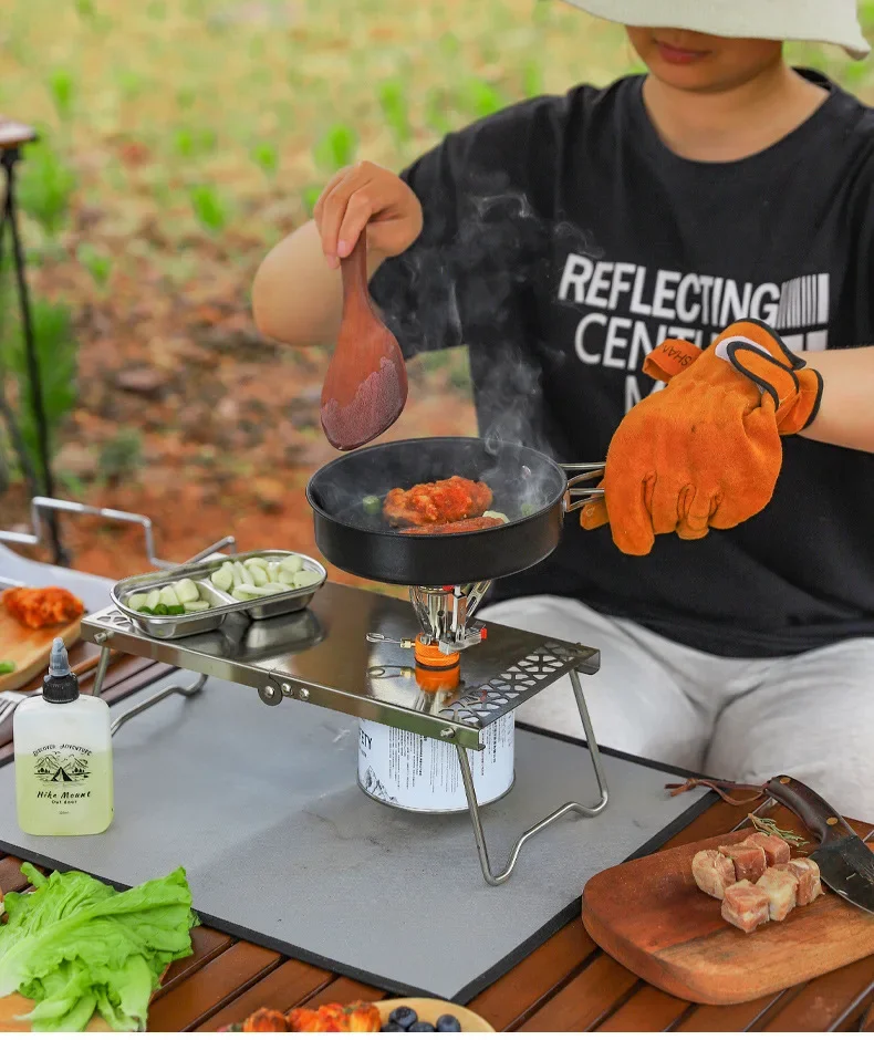 Outdoor Ofen Kopf Klapptisch Camping Zubehör Edelstahl Tragbare Tee Tisch Mehrzweck Spleißen Grill Tisch – Detail 7