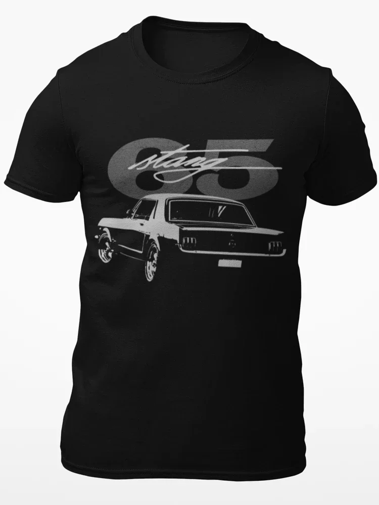 Classic vintage car 1965 Mustang Pony Car T-Shirt Short Sleeve Casual 100% Cotton O-Neck Summer Mens T-shirt Size S-3XL