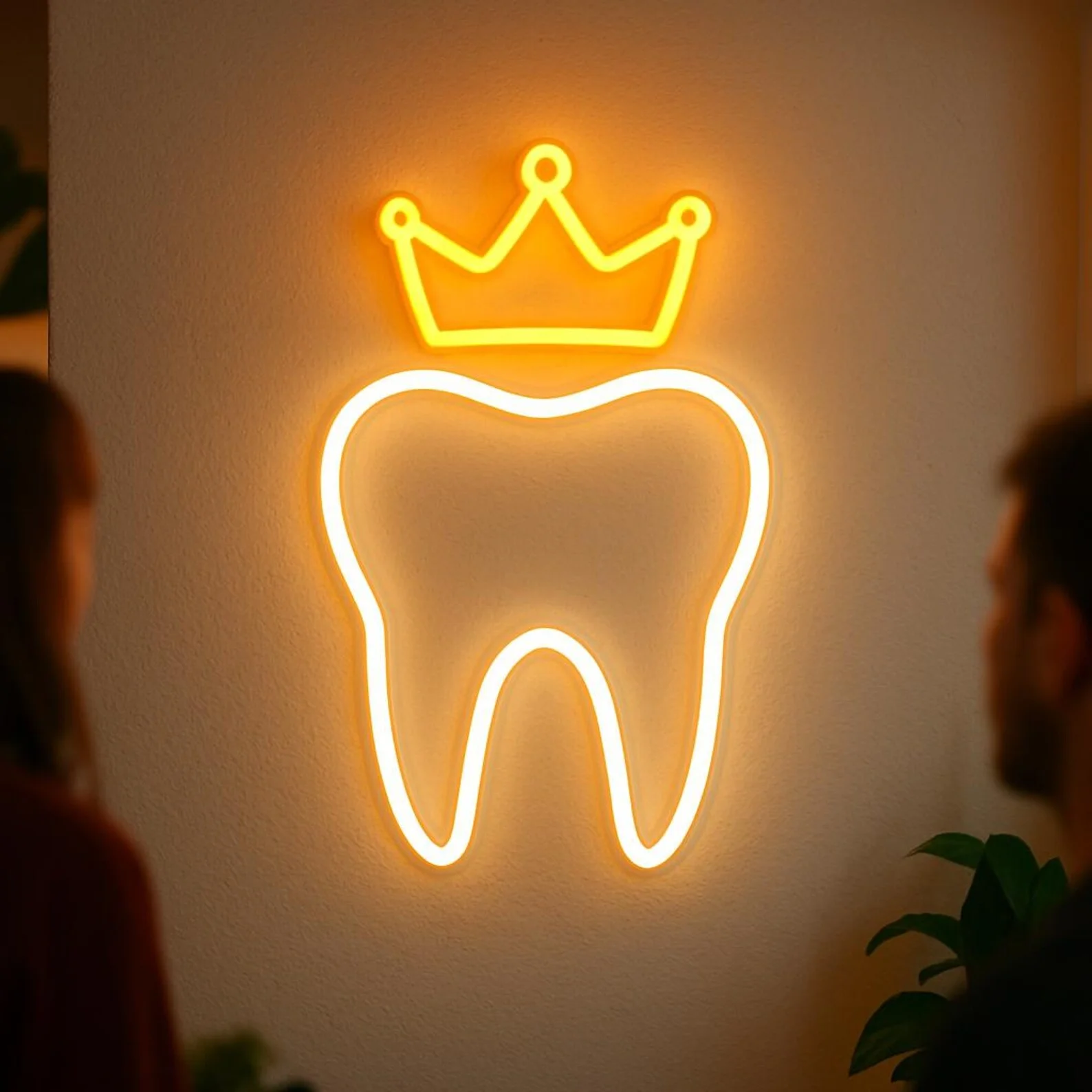 Tooth with Crown Neon Sign, Dentistry Light, Hospital Led Sign,Gift Idea for Dentist