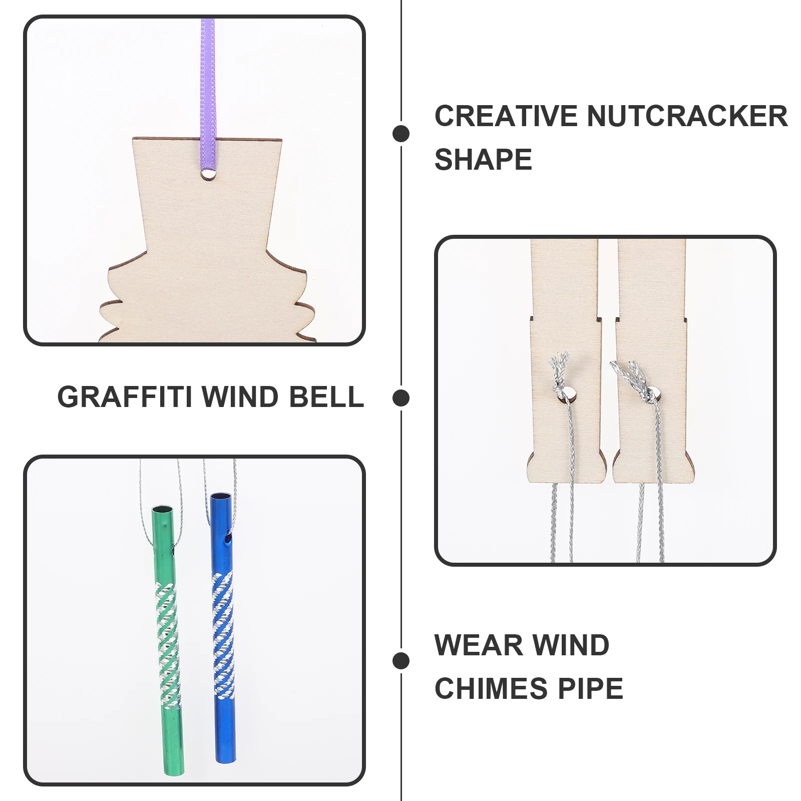 

Blank Wind Bell Nutcracker Chime Christmas Craft Chimes with Pendant Bells
