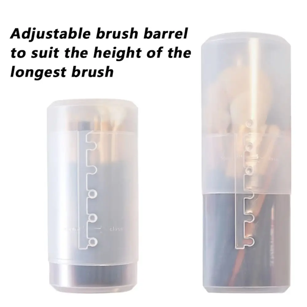 Transparent Makeup Brush Holder With Lid Retractable Dustproof Toiletry Box Adjustable Height Desktop Display Storage Cup