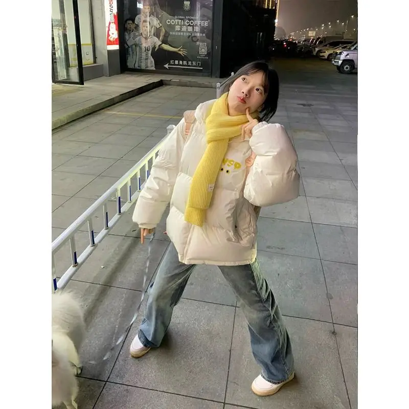 

Puffer Parkas Womens Female Clothing Light Flat Urban Fur Lined Original Regular Elastic Relaxed Simple Cotton Short Down Pure