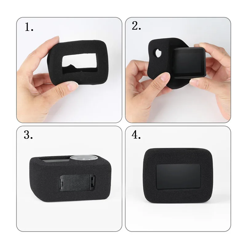 Mousse éponge de réduction du bruit du vent pour DJI Osmo Action 3 et 4, housse de pare-brise pour appareil photo, housse de cadre de boîtier, étui