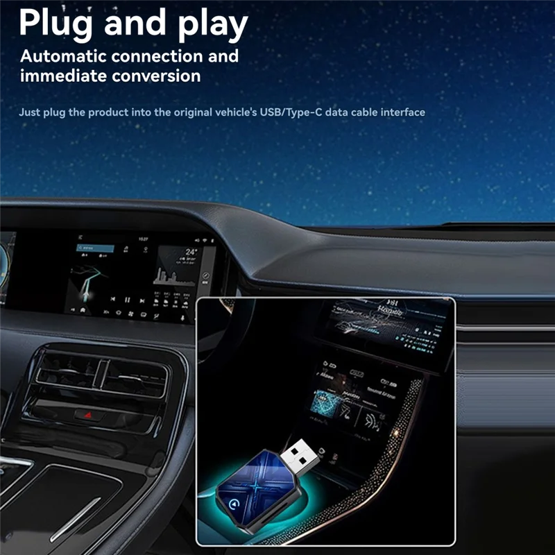 Ingenioso adaptador Carplay inalámbrico 2 en 1 USB Dongle Smart AI Box Carplay/Android Auto Plug And Play conexión con cable A