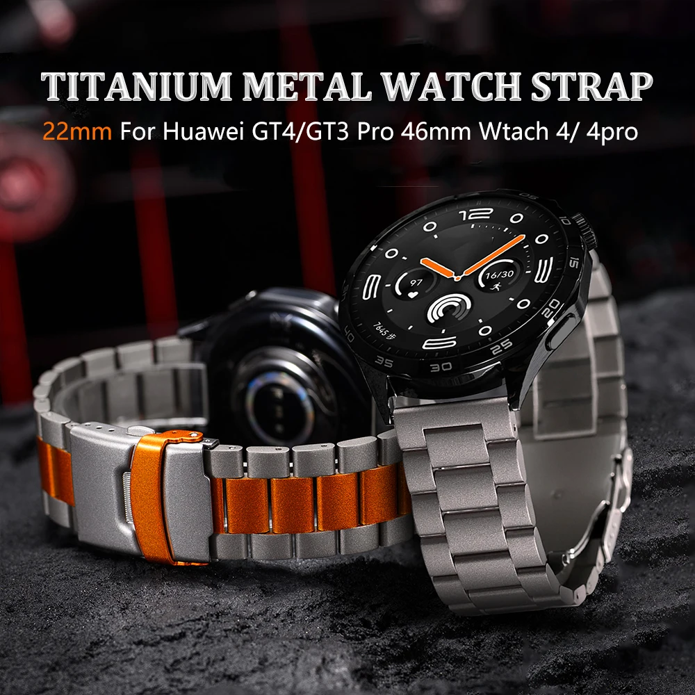 22mm Mens Titanium WatchBand for Huawei Watch GT4/GT3 Pro 46mm 4/4 Pro Luxury Bracelet for Amazfit GTR 47mm 4/3/2 Balance Strap