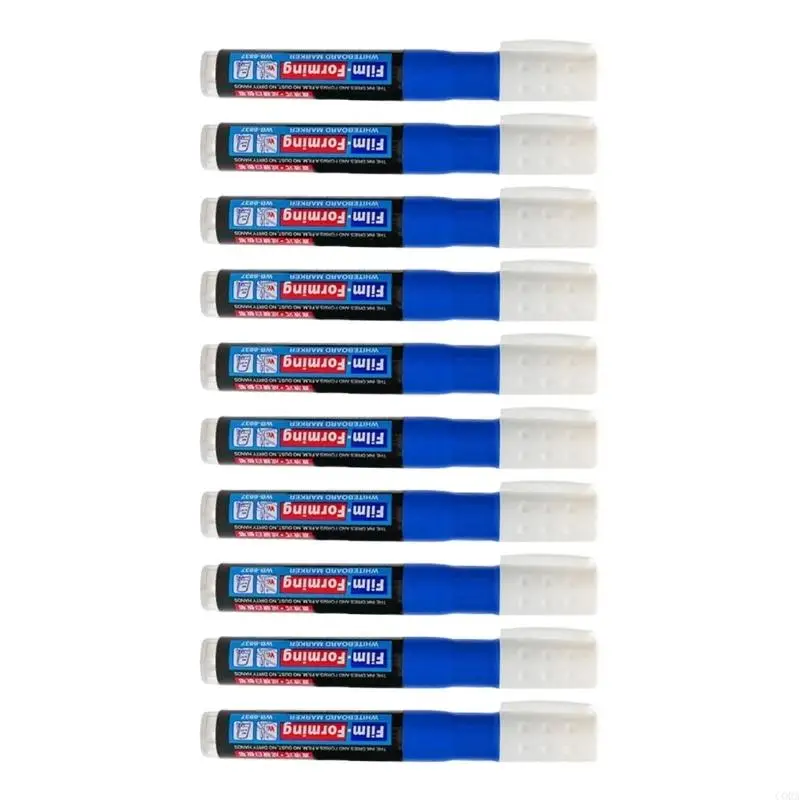 CORA Film Forming Board Marker Set for Meeting Room Writing, Peelable Erasable Dry Erases Markers, 10 Pack for Smooth Daily Use