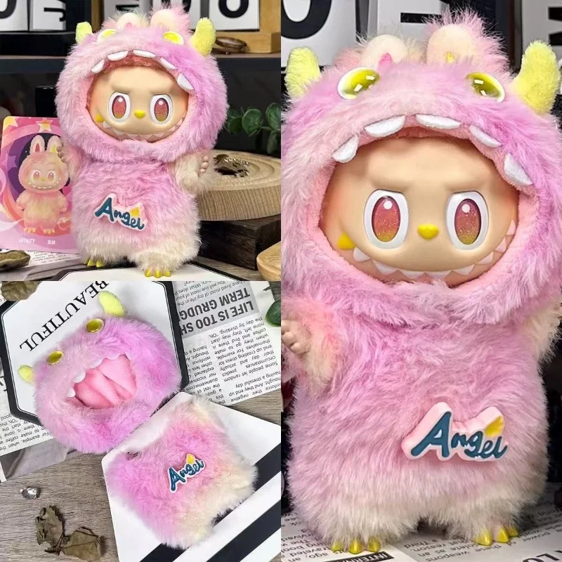 

Только одежда для Labubu 17 см, милый красочный комплект пальто с мехом маленького монстра, мини-плюшевая игрушка, костюм, модный аксессуар для куклы