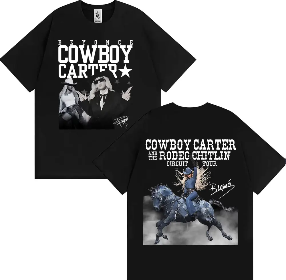 

Beyonce Cowboy Carter World Tour 2025 Merch T-shirt Men Women's Harajuku Hip Hop Pop Music T Shirts Summer O-Neck Cotton T Shirt