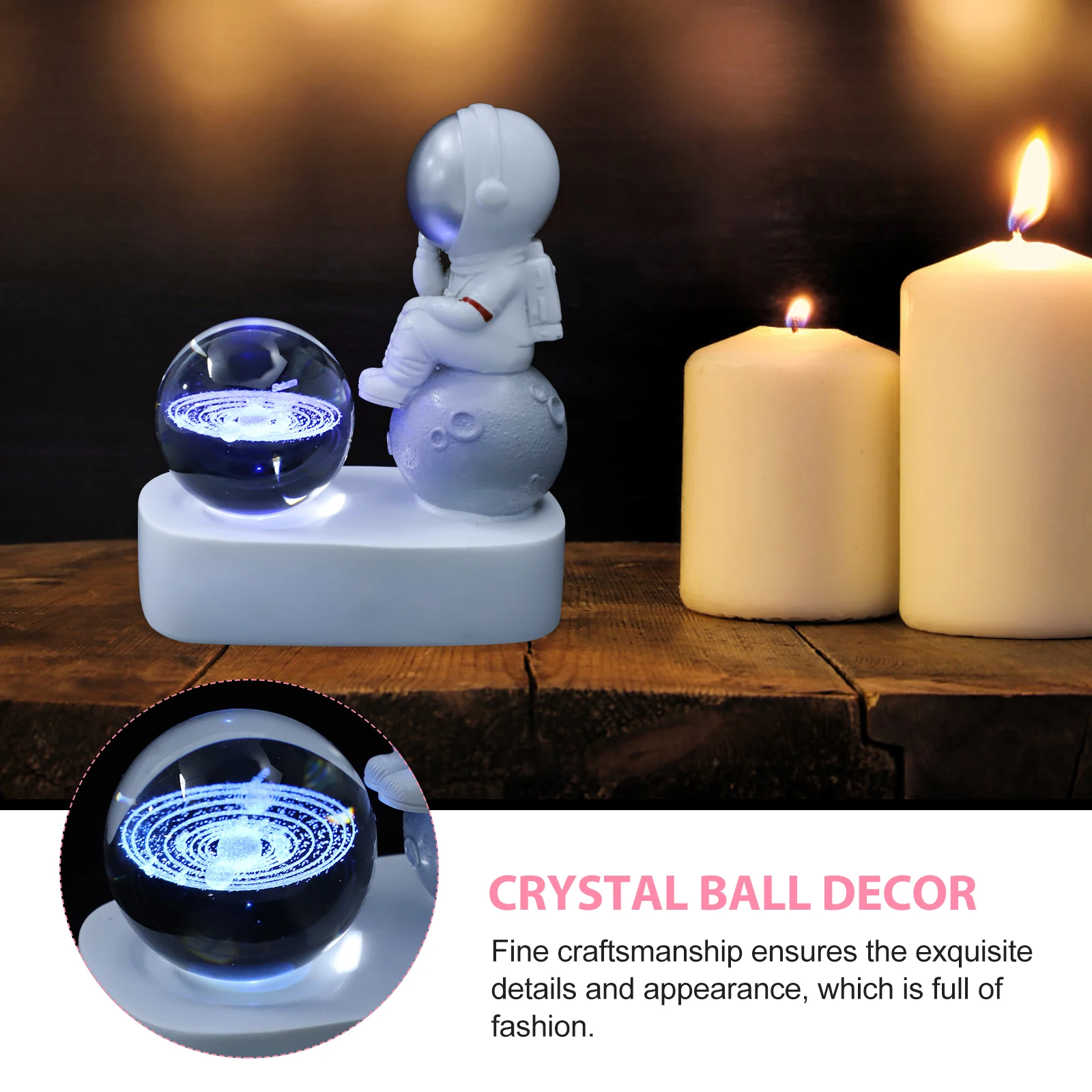

Astronaut Crystal Ball Decor Glowing LED Desktop Gift Unique Spaceman nament Fashion Resin Glass Party Festival Present