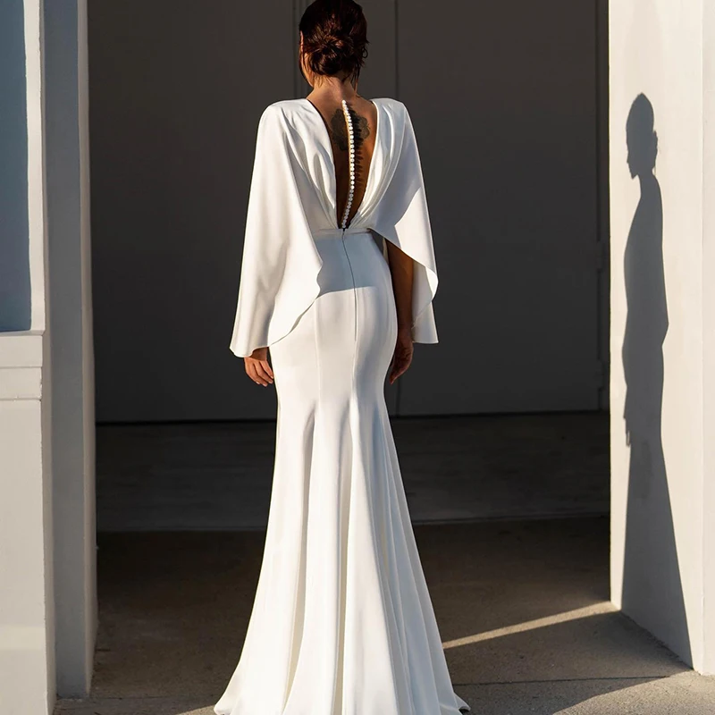 Abiti da sposa a sirena eleganti di ightree 2023 abito senza schienale con scollo a v Boho Beach lunghezza del pavimento abiti da sera da sposa personalizza