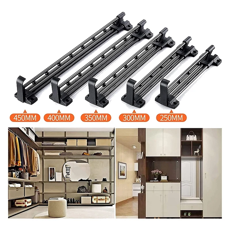 Pack Of 2 Adjustable Clothes Rail Hanger Clothes Pole For Pull-Out Clothes Hanger Extendible For Wardrobe