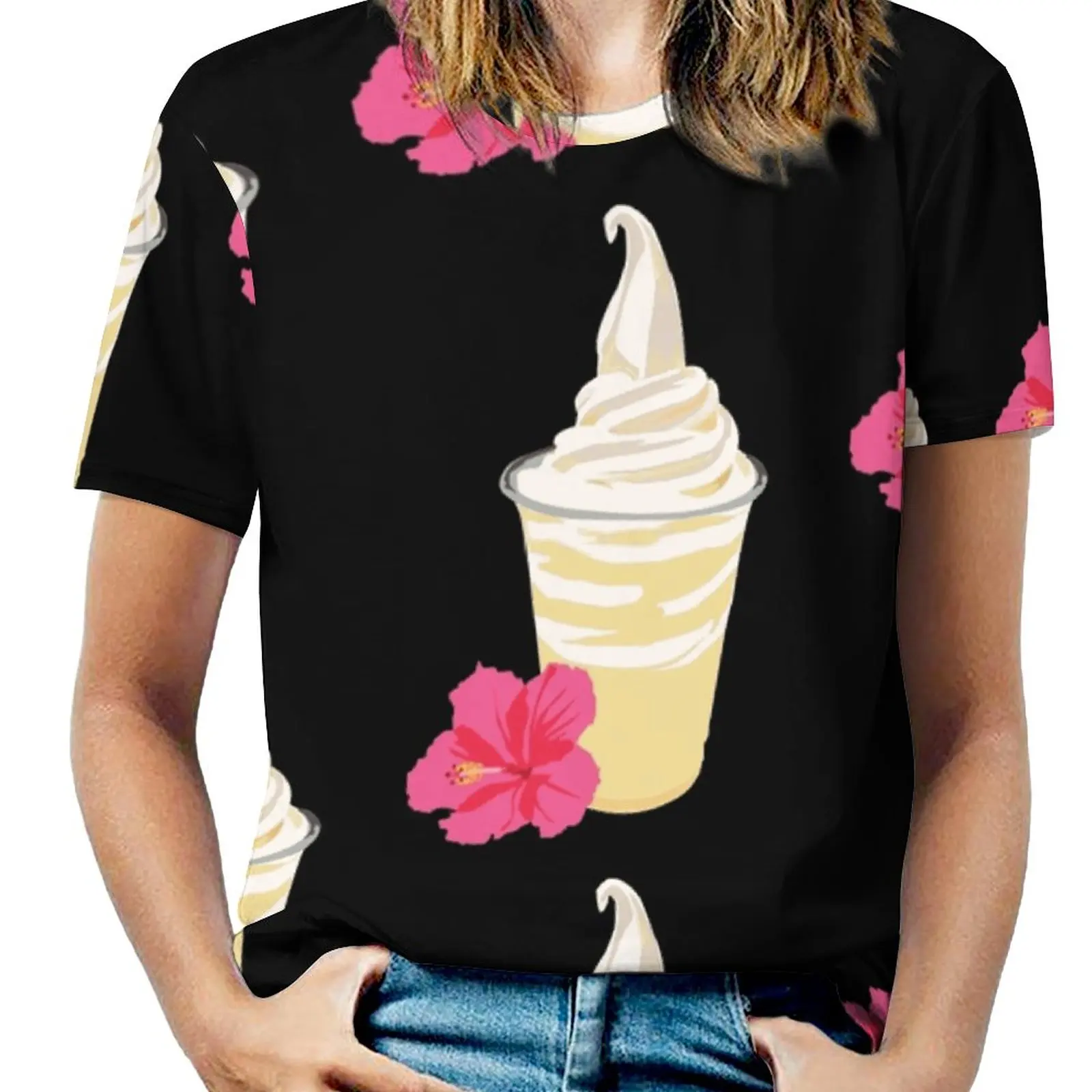 Dole Whip Women T-Shirt Crewneck Casual Short Sleeve Tops Summer Tees Dole Whip Dole Pineapple Icecream Ice Cream Dolewhip Food