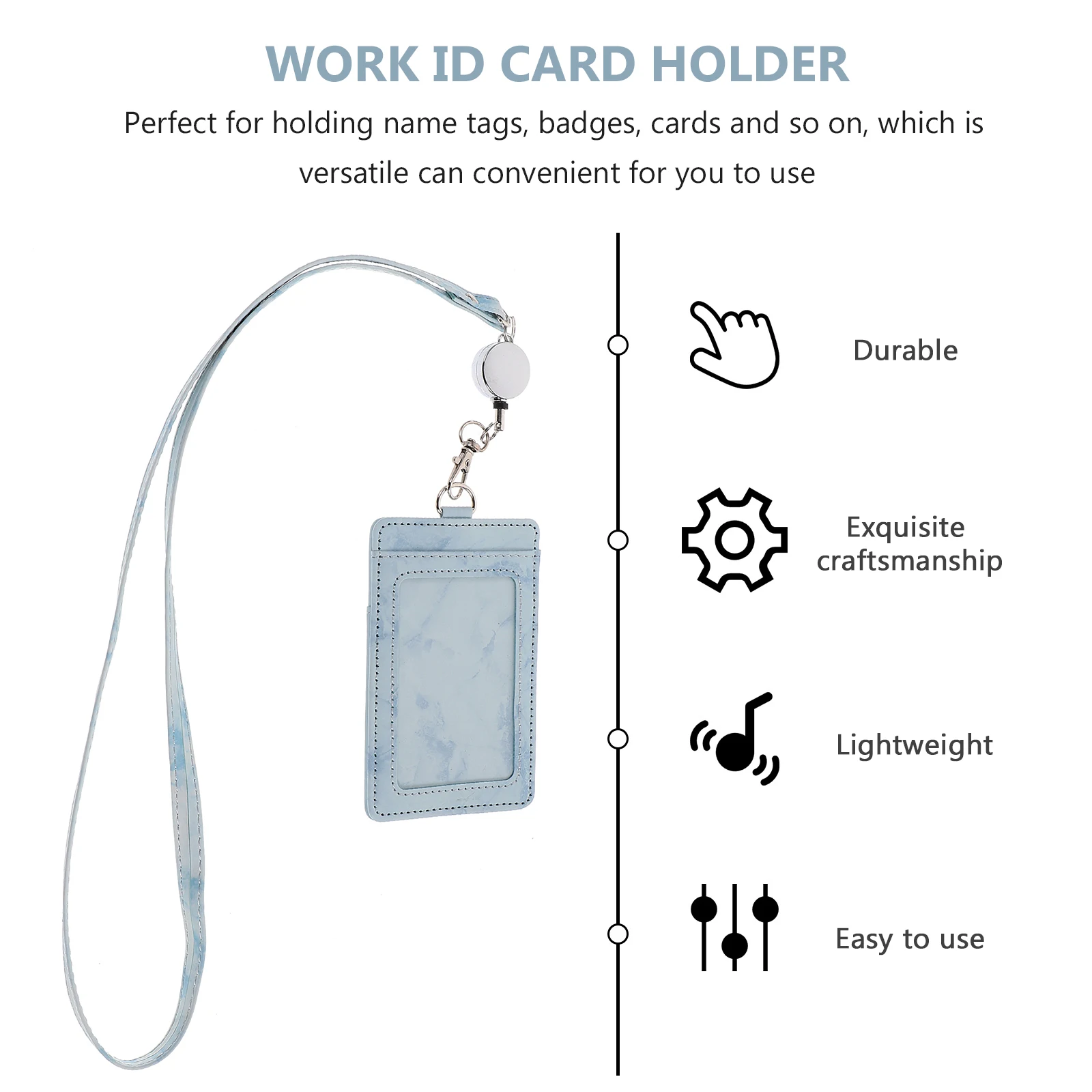 

Marble Pattern Hanging Sign Card Badge Holder Plastic Sleeves Work Id with Lanyard Protection Cover Retractable Protective