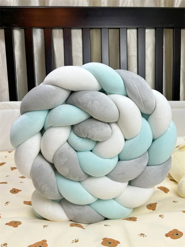 1M/2M/3M/4M Baby Bed Bumper Infant Cradle Cot Protector Knot Braid Bumper Plush Pillow Cushion Crib Anti-collision Room Decor