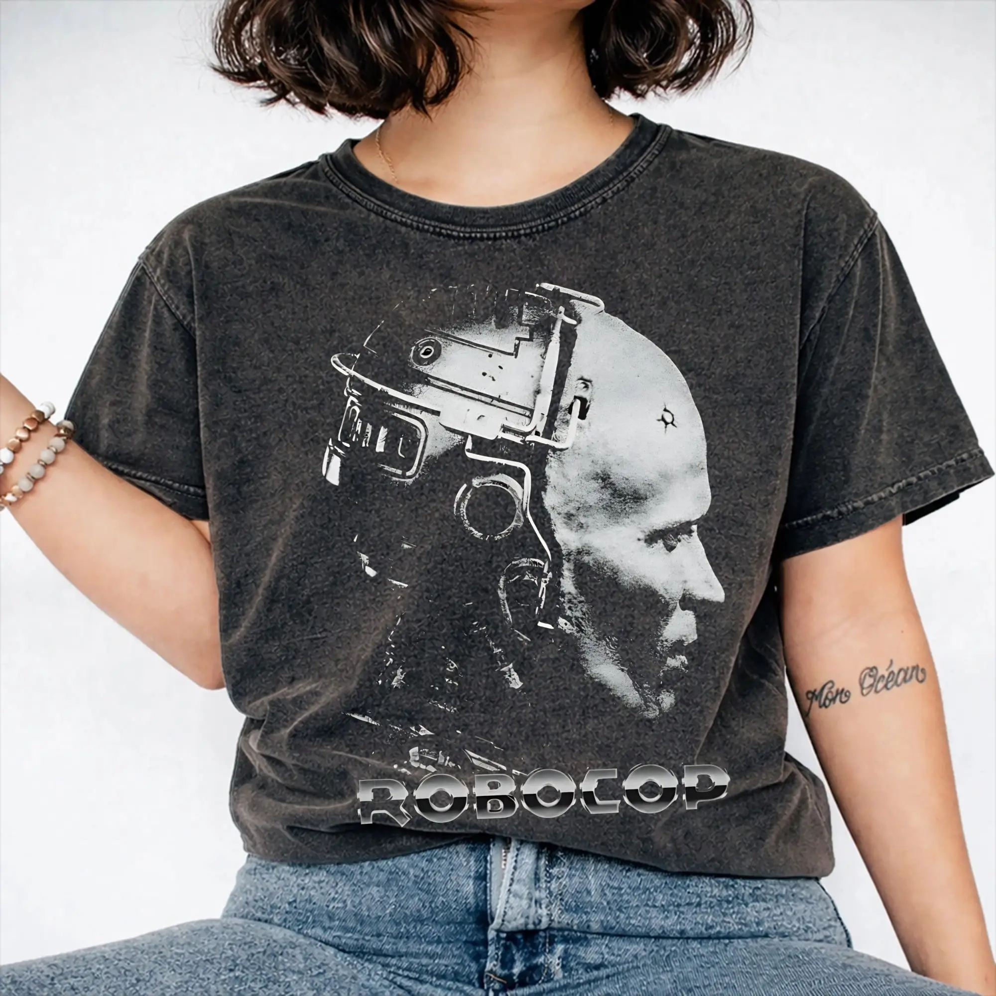 2025 Robocops Sci Fi Parody  Washed Shirt Merch Oversize T-Shirts  for Men Women Tee