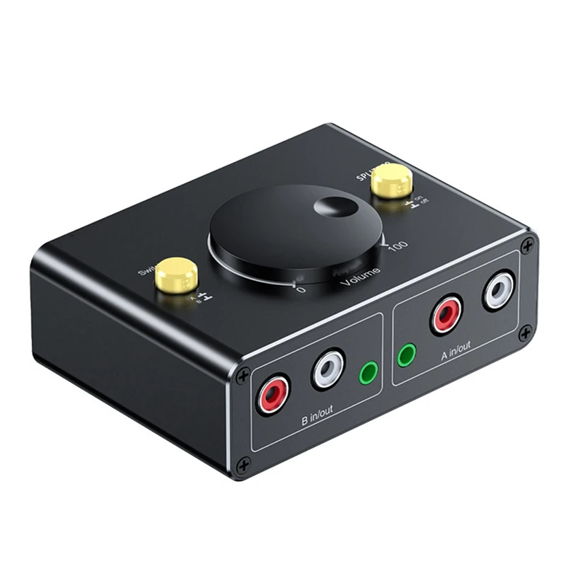 3.5Mm To 2RCA Audio Switcher Bidrectional Switcher 1 In 2 Out Or 2 In 1 Out Dual RCA To 3.5Mm Splitter Switcher