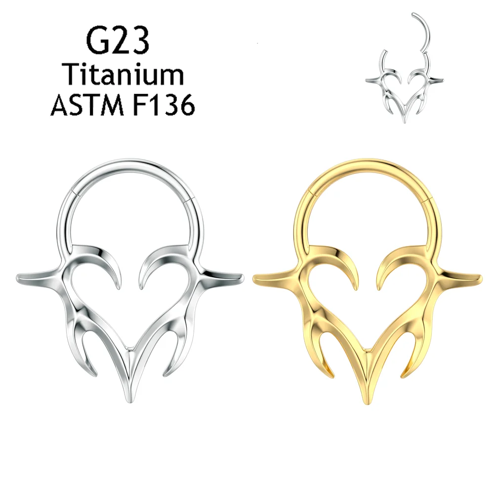 Sexy G23 Titanium Septum Piercing 16G Nose Rings Punk Labret Lip Pierce Naris Cartilage Gothic Clicker Fashion Jewelry LOVE Gift