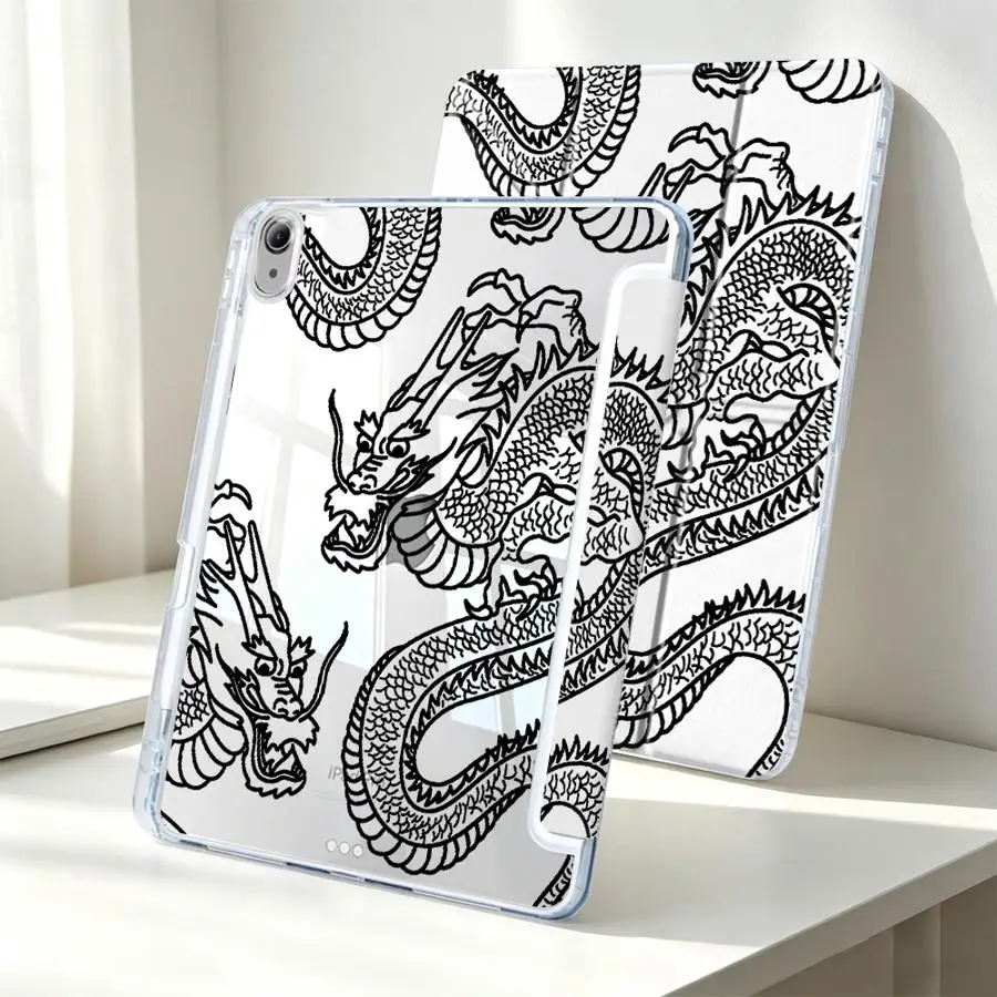 Chinese Dragon Loong With Pen Slot Cover Tablet Case For Samsung Galaxy Tab S8 S10 Lite S9 Plus S7 FE A8 A9 Plus A11