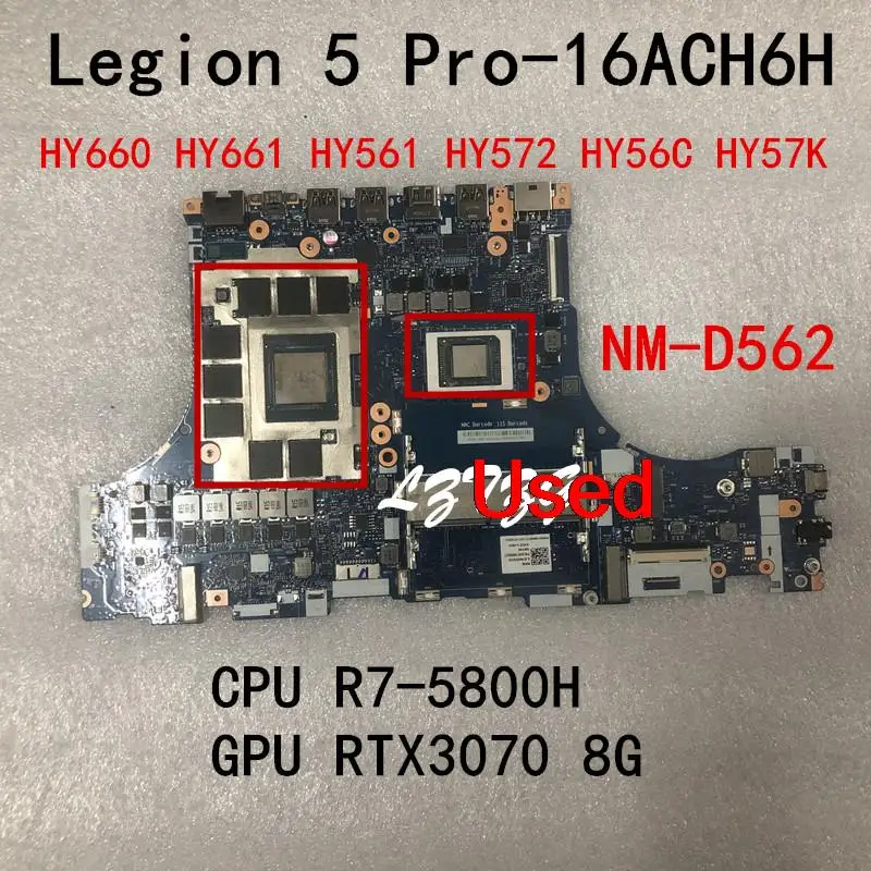 NM-D562 untuk Lenovo Legion 5 Pro-16ACH6H Motherboard Laptop CPU R7-5800H GPU RTX3070 8G FRU fr5b21b90031