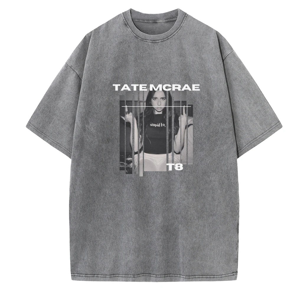 Tate Mcrae 2024 O-Neck Cotton Shirts Vintage Harajuku Unisex Music Fans Gift Printing Summer Casual Short Sleeve