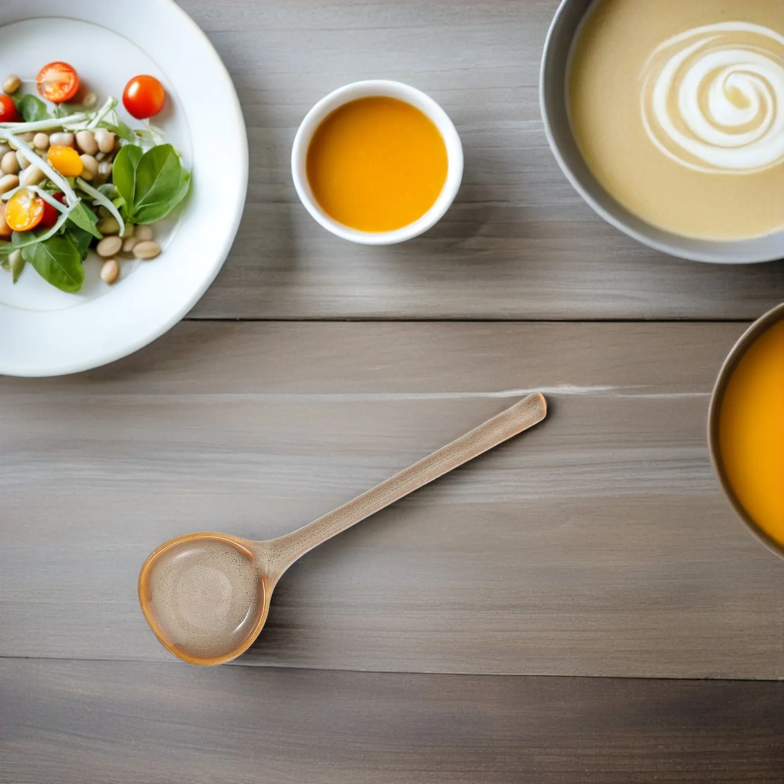 Cuchara de Sopa de Cerámica Vintage con Mango Largo, Utensilio de Cocina para Ramen, Pho, Dumplings, Miso, Fideos y Postres