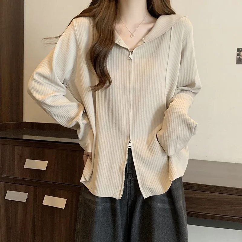 เสื้อฮู้ดผู้หญิงแบบซิปเต็มตัว สไตล์สวยงาม ราคาประหยัด สไตล์ Emo ยุค 2000 Kpop เสื้อฮู้ดผู้หญิงสำหรับฤดูใบไม้ผลิและฤดูใบไม้ร่วง