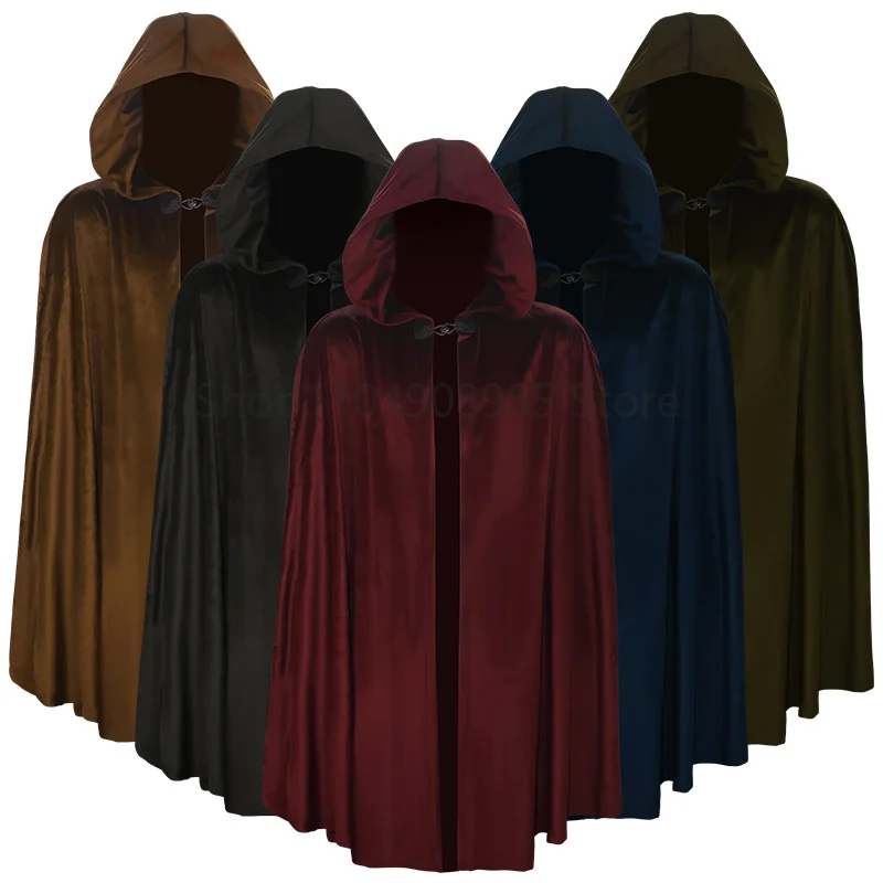

Men's Ancient Hooded Cloak Adult Medieval Hunter Archer Cape Coat Cosplay Clothing Stage Drama Costume