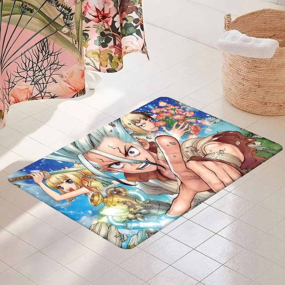 D-Dr. Stone Badezimmermatte, rutschfest, absorbiert Wasser, langes Streifenkissen, Schlafzimmermatte, Willkommens-Fußmatte