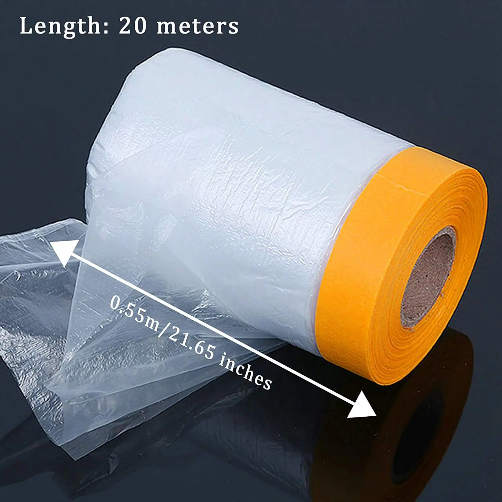 SEWS-8 Pcs Plastic Dust Sheets Roll 0.55 X 20M Pre-Taped Masking Film Drop Cloths For Painting Bed Furniture Covering