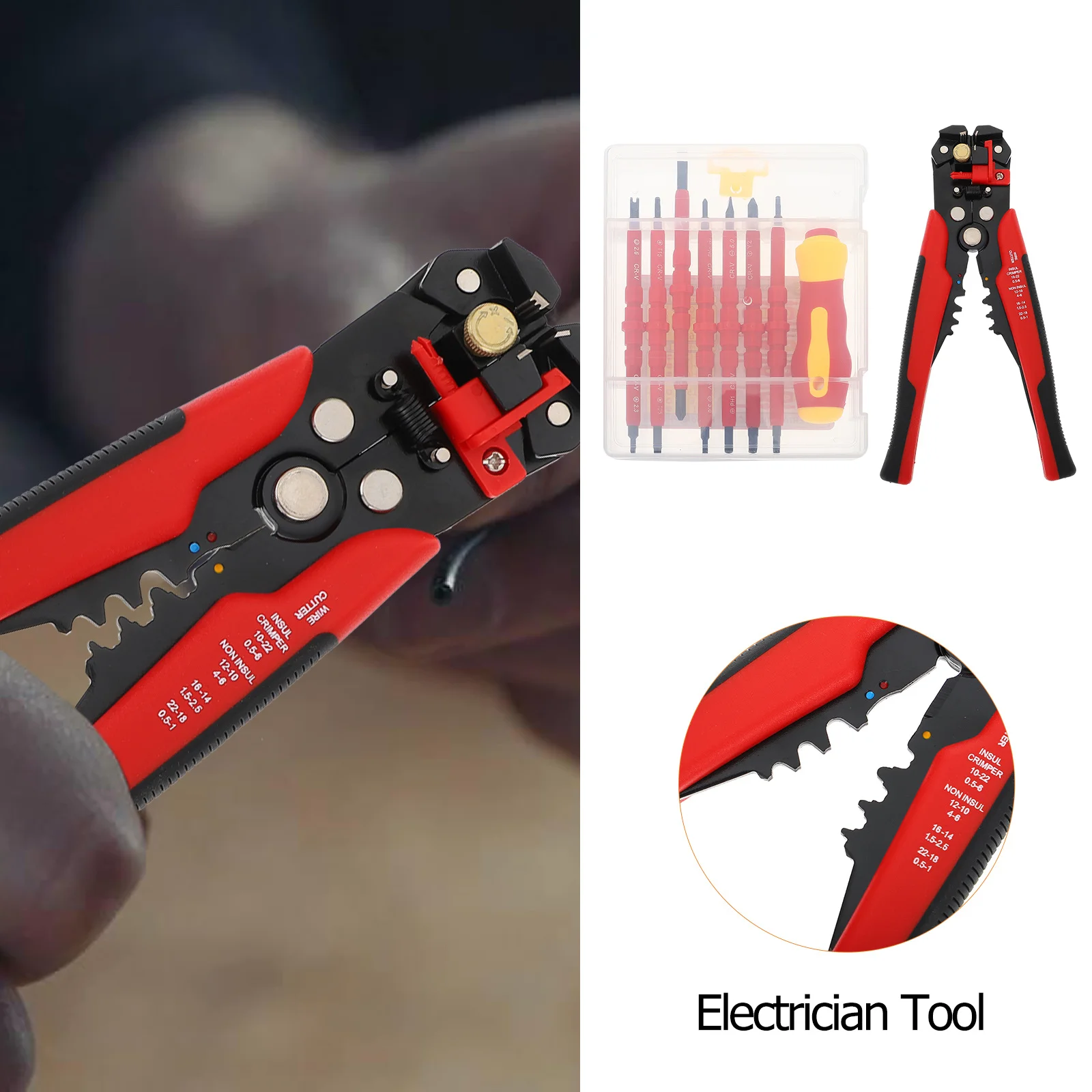 1Set Comfortable Grip Wire Stripper Set High Quality Plastic Materials Insulated Screwdriver Assorted Color Electrician Tool