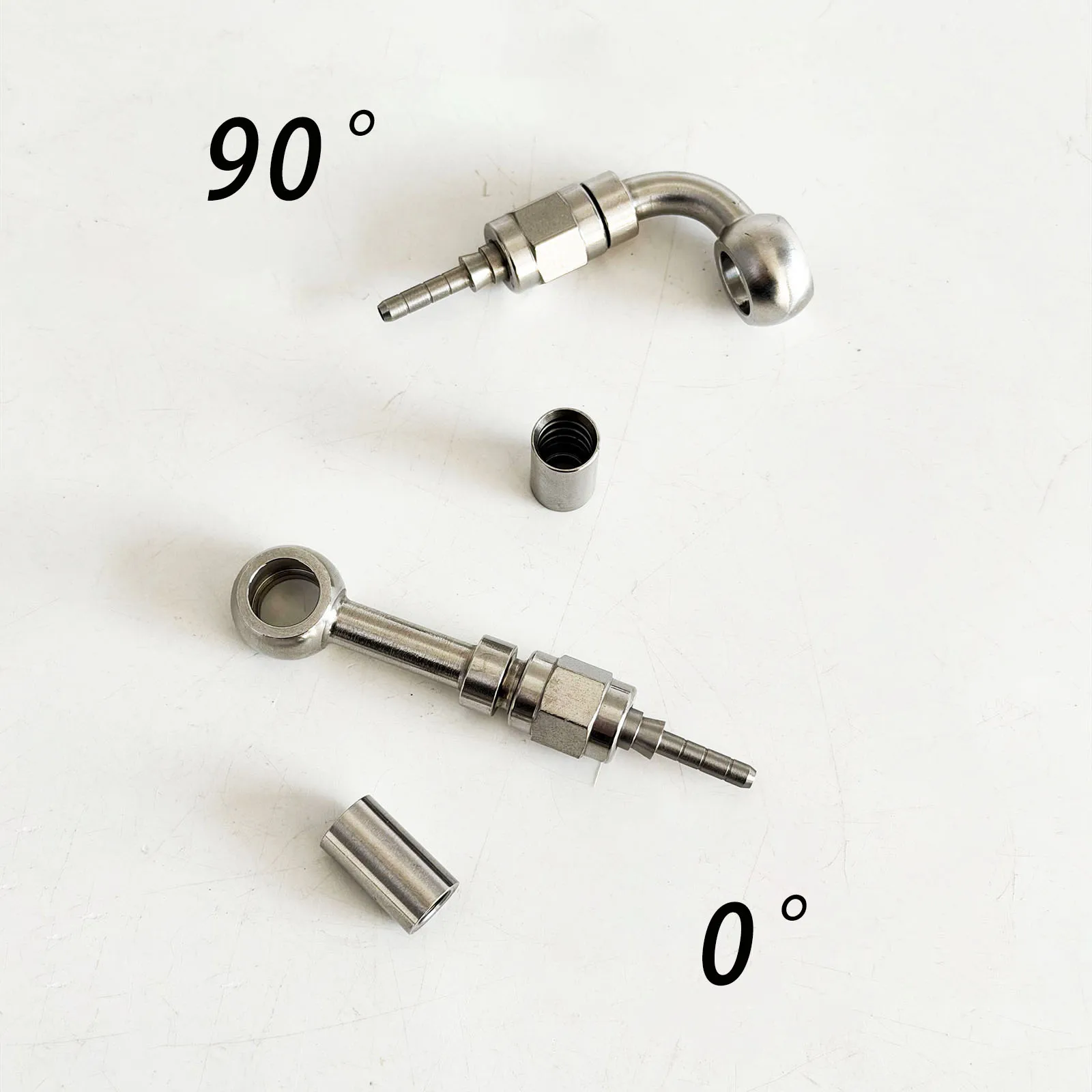 M10 Stainless Steel Banjo Fitting 0 degree/90 degree Hydraulic Brake Hose Connector Crimp Type Brake Line Adapter