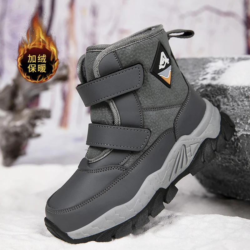 

Зимние детские плюшевые теплые большие хлопковые ботинки, новые милые модные нескользящие детские уличные зимние ботинки, роскошная повседневная обувь для мальчиков