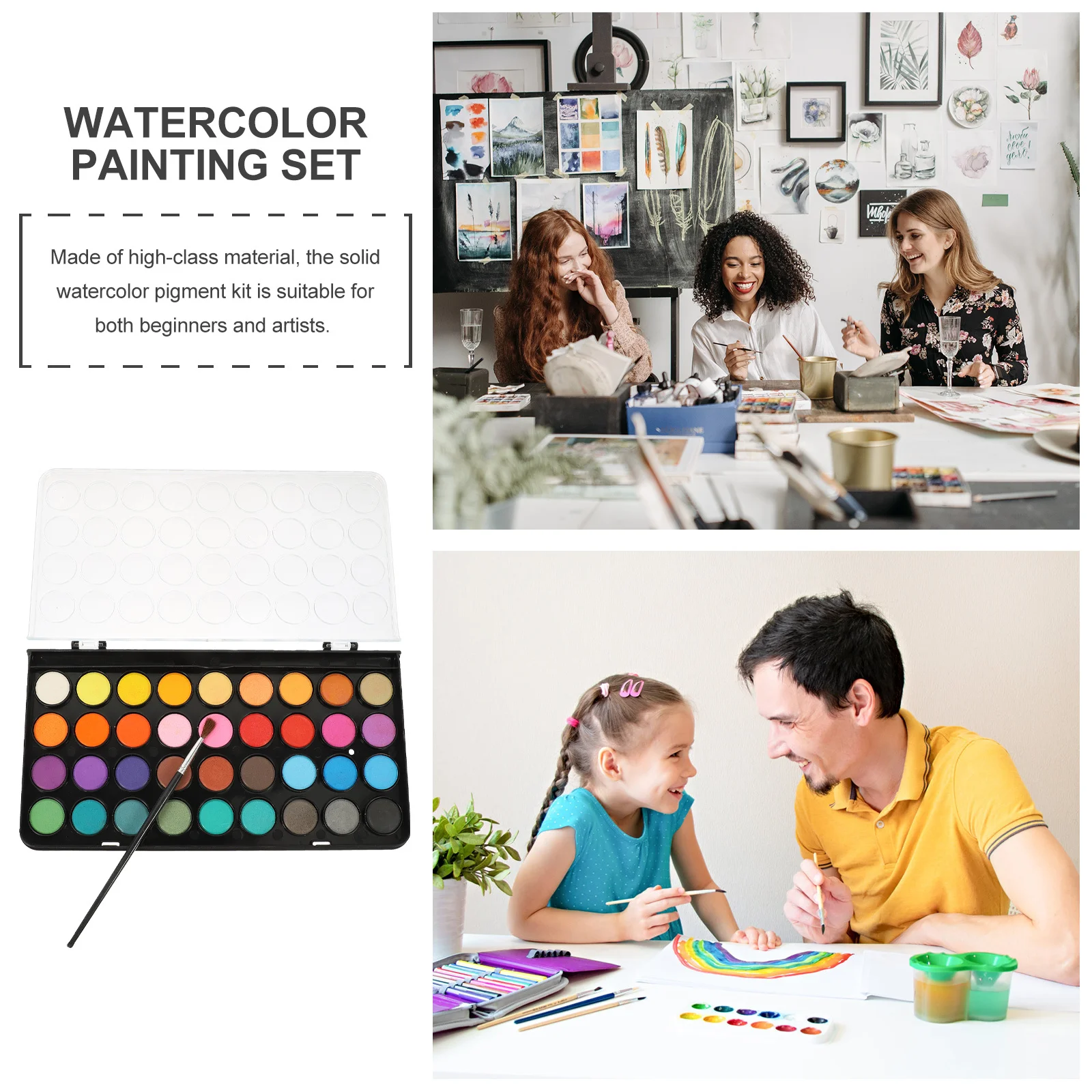 

1Set Watercolor Pigment Set Portable Vibrant Colors Mixing Palette Quick Dry Travel Drawing Kit Watercolor Paint