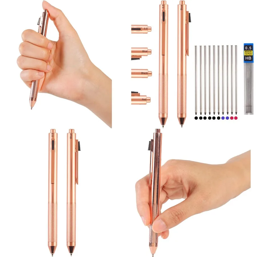 

4 in 1 Multifunctional Pens Multicolor Pen 0.7mm 3-color Ballpoint Pen and 0.5mm Mechanical Pencil in One Pen for Office School