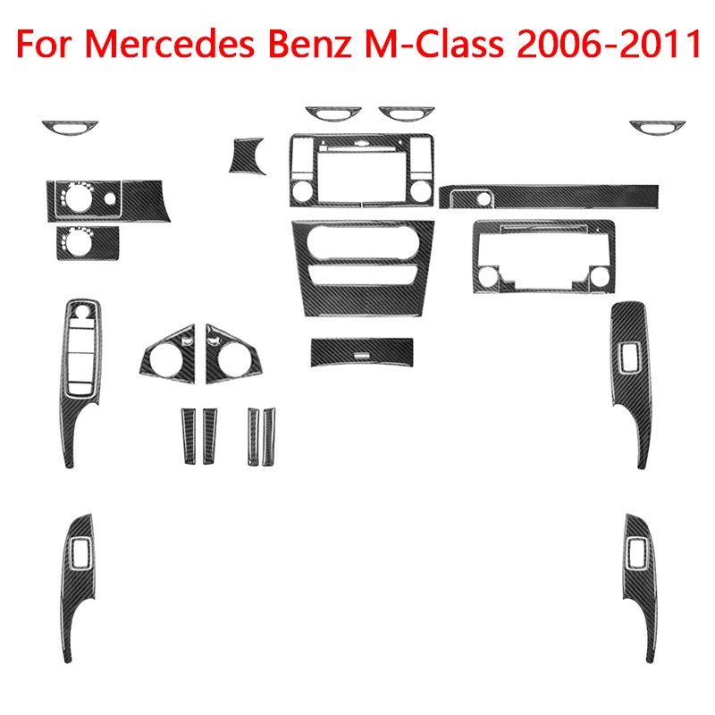 For Mercedes Benz M-Class 2006 2007 2008 2009 2010 2011 Carbon Fiber Black Stickers Car Interior Decorative Accessories