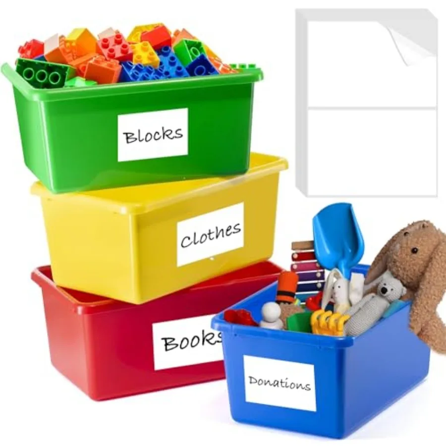 150 Pcs Labels for Storage Bins, 6 X 4 Inch Removable Tear Resistant No Residue Storage Bins Labels for Home Organization, Stor
