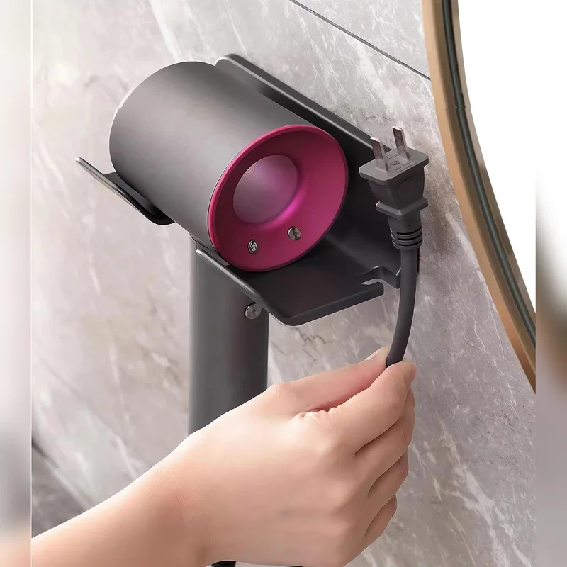 Wall Mounted Hair Dryer Holder Bathroom Shelf Without Drilling Plastic Hair Dryer Stand Bathroom Organizer